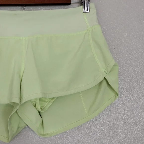 Lululemon Lime Green High-Rise Training Workout Running Athletic Shorts Sz 4 - Picture 4 of 16